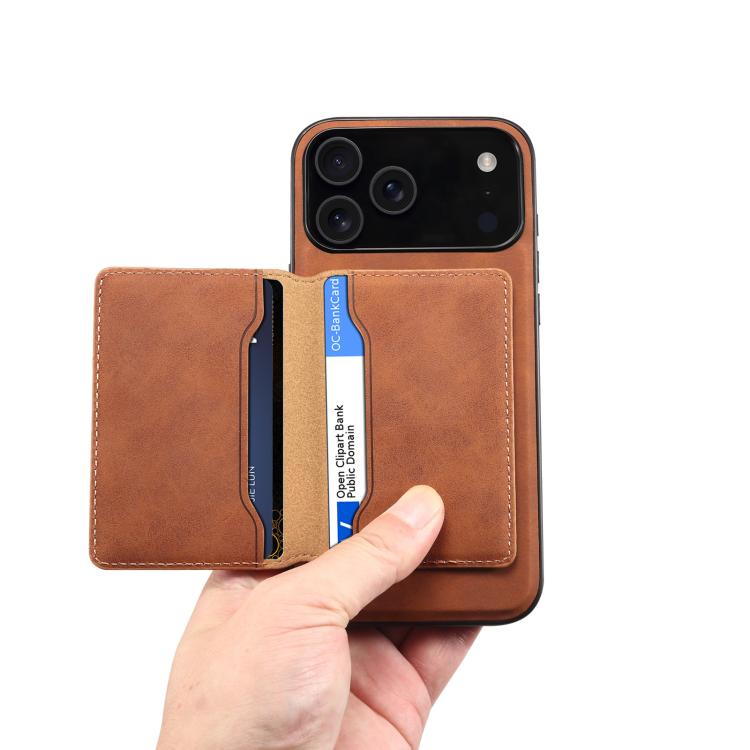 For iPhone 17 Pro Max Denior D13 Retro Texture Leather MagSafe Card Bag Phone Case(Brown) - iPhone 17 Pro Max Cases by Denior | Online Shopping UK | buy2fix
