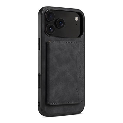 For iPhone 17 Pro Denior D13 Retro Texture Leather MagSafe Card Bag Phone Case(Black) - iPhone 17 Pro Cases by Denior | Online Shopping UK | buy2fix