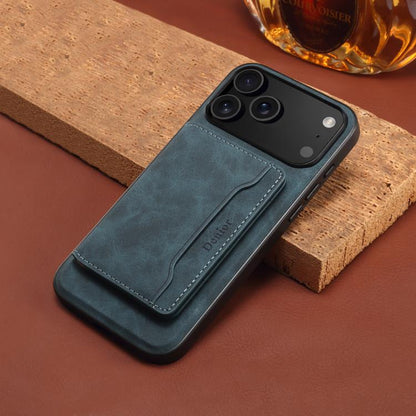 For iPhone 17 Pro Denior D13 Retro Texture Leather MagSafe Card Bag Phone Case(Blue) - iPhone 17 Pro Cases by Denior | Online Shopping UK | buy2fix