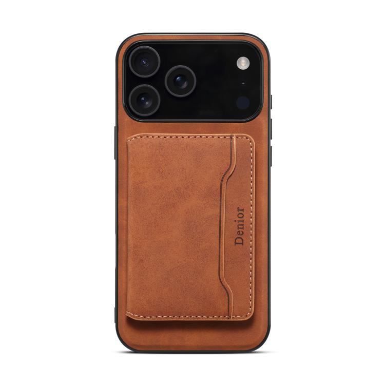 For iPhone 17 Pro Denior D13 Retro Texture Leather MagSafe Card Bag Phone Case(Brown) - iPhone 17 Pro Cases by Denior | Online Shopping UK | buy2fix