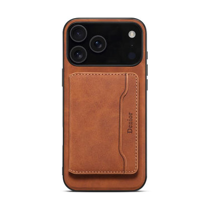 For iPhone 17 Pro Denior D13 Retro Texture Leather MagSafe Card Bag Phone Case(Brown) - iPhone 17 Pro Cases by Denior | Online Shopping UK | buy2fix