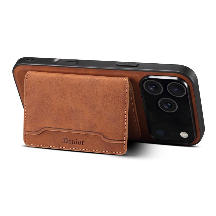 For iPhone 17 Pro Denior D13 Retro Texture Leather MagSafe Card Bag Phone Case(Brown) - iPhone 17 Pro Cases by Denior | Online Shopping UK | buy2fix