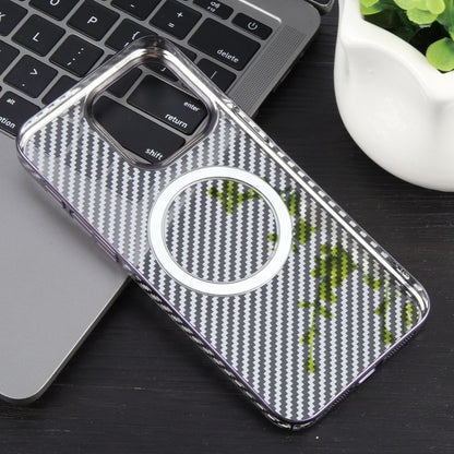 For iPhone 14 6D Plated Carbon Fiber Clear Magsafe PC Phone Case(Aurora Purple) by buy2fix