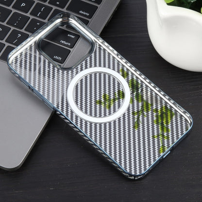 For iPhone 12 Pro Max 6D Plated Carbon Fiber Clear Magsafe PC Phone Case(Dream Blue) by buy2fix
