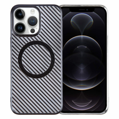 For iPhone 12 Pro 6D Plated Carbon Fiber Clear Magsafe PC Phone Case(Starry Black) by buy2fix