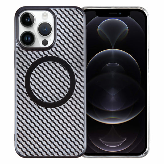 For iPhone 12 Pro 6D Plated Carbon Fiber Clear Magsafe PC Phone Case(Starry Black) by buy2fix