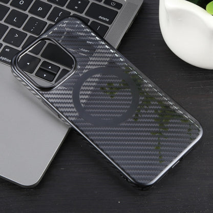 For iPhone 12 Pro 6D Plated Carbon Fiber Clear Magsafe PC Phone Case(Starry Black) by buy2fix