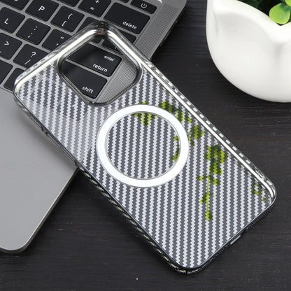 For iPhone 12 Pro 6D Plated Carbon Fiber Clear Magsafe PC Phone Case(Starry Black) by buy2fix