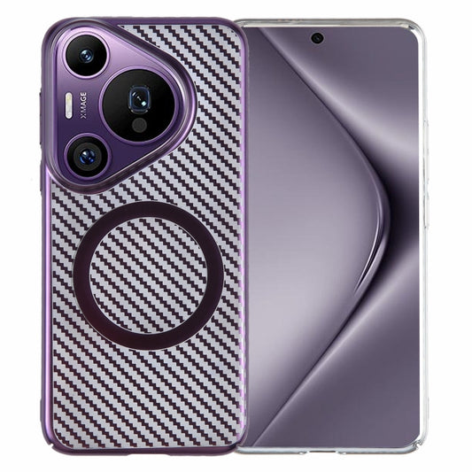 For Huawei Pura 70 Pro /70 Pro+ 6D Plated Carbon Fiber Clear Magsafe PC Phone Case(Aurora Purple) - Huawei Cases by buy2fix | Online Shopping UK | buy2fix