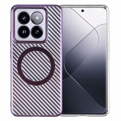 For Xiaomi 14 6D Plated Carbon Fiber Clear Magsafe PC Phone Case(Aurora Purple) - Xiaomi Cases by buy2fix | Online Shopping UK | buy2fix