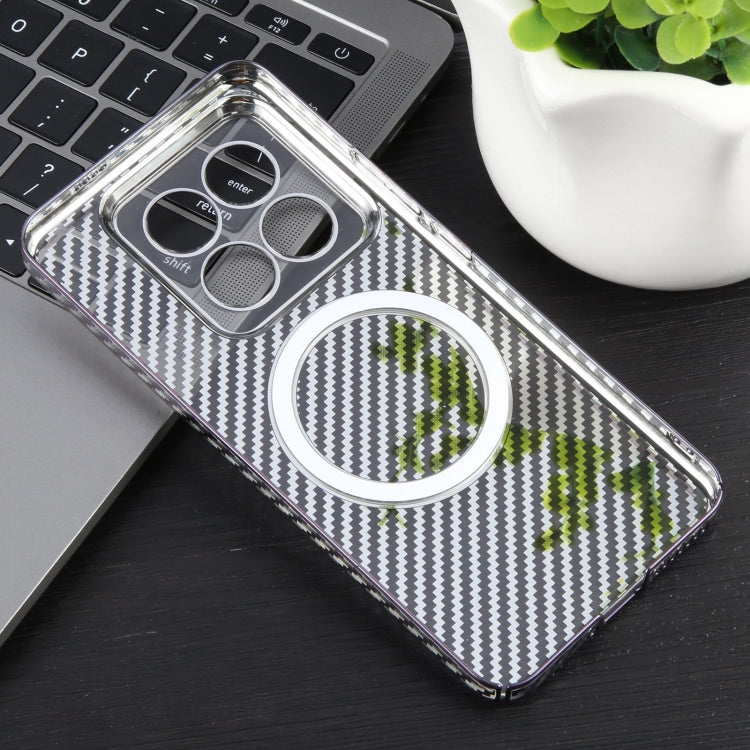 For Xiaomi 14 6D Plated Carbon Fiber Clear Magsafe PC Phone Case(Aurora Purple) - Xiaomi Cases by buy2fix | Online Shopping UK | buy2fix
