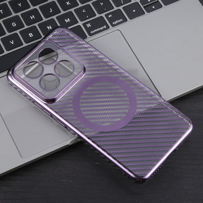 For Xiaomi 14 6D Plated Carbon Fiber Clear Magsafe PC Phone Case(Aurora Purple) - Xiaomi Cases by buy2fix | Online Shopping UK | buy2fix