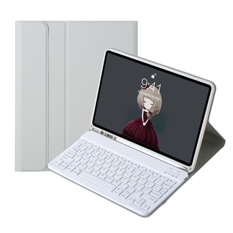 For iPad Pro 11 2024 A13B Lambskin Texture Bluetooth Touch Keyboard Leather Tablet Case with Pen Slot(Grey) - For iPad Pro by buy2fix | Online Shopping UK | buy2fix