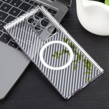 For Samsung Galaxy S22 Ultra 5G 6D Plated Carbon Fiber Clear Magsafe PC Phone Case(Aurora Purple) by buy2fix