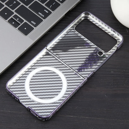 For Samsung Galaxy Z Flip4 6D Plated Carbon Fiber Clear Magsafe PC Phone Case(Aurora Purple) by buy2fix