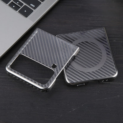 For Samsung Galaxy Z Flip4 6D Plated Carbon Fiber Clear Magsafe PC Phone Case(Titanium Grey) by buy2fix