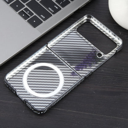 For Samsung Galaxy Z Flip4 6D Plated Carbon Fiber Clear Magsafe PC Phone Case(Starry Black) by buy2fix