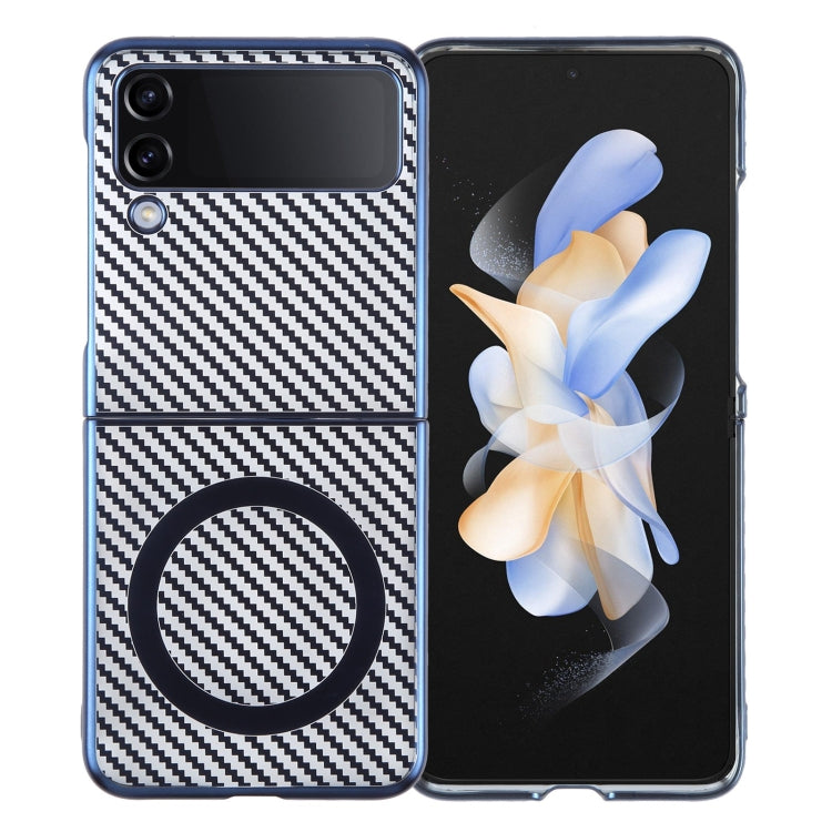 For Samsung Galaxy Z Flip4 6D Plated Carbon Fiber Clear Magsafe PC Phone Case(Dream Blue) by buy2fix