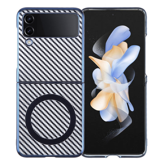 For Samsung Galaxy Z Flip4 6D Plated Carbon Fiber Clear Magsafe PC Phone Case(Dream Blue) by buy2fix