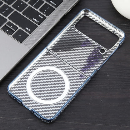 For Samsung Galaxy Z Flip4 6D Plated Carbon Fiber Clear Magsafe PC Phone Case(Dream Blue) by buy2fix