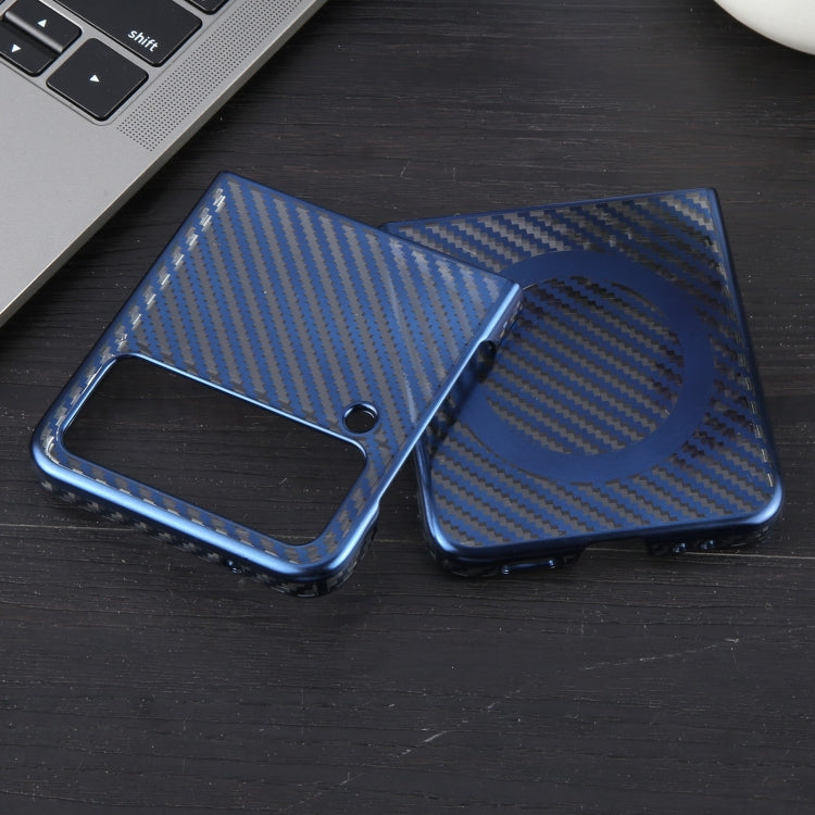 For Samsung Galaxy Z Flip4 6D Plated Carbon Fiber Clear Magsafe PC Phone Case(Dream Blue) by buy2fix