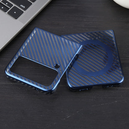 For Samsung Galaxy Z Flip4 6D Plated Carbon Fiber Clear Magsafe PC Phone Case(Dream Blue) by buy2fix
