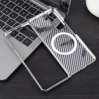 For Samsung Galaxy Z Fold5 6D Plated Carbon Fiber Clear Magsafe PC Phone Case(Titanium Grey) by buy2fix