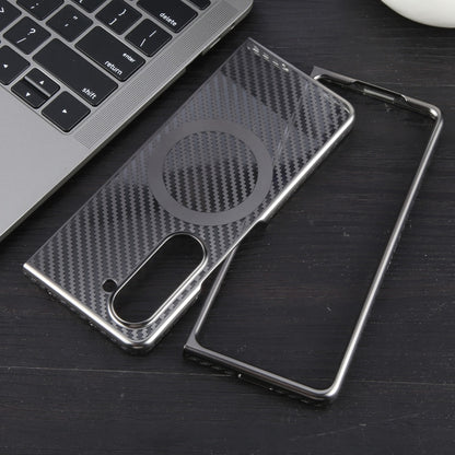 For Samsung Galaxy Z Fold5 6D Plated Carbon Fiber Clear Magsafe PC Phone Case(Titanium Grey) by buy2fix
