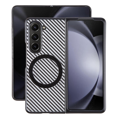 For Samsung Galaxy Z Fold5 6D Plated Carbon Fiber Clear Magsafe PC Phone Case(Starry Black) by buy2fix