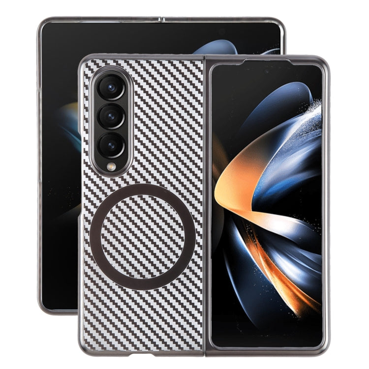 For Samsung Galaxy Z Fold4 6D Plated Carbon Fiber Clear Magsafe PC Phone Case(Titanium Grey) by buy2fix