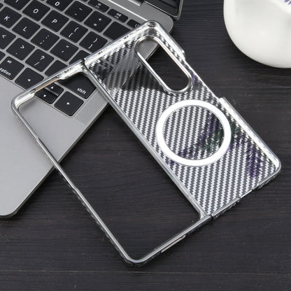 For Samsung Galaxy Z Fold4 6D Plated Carbon Fiber Clear Magsafe PC Phone Case(Titanium Grey) by buy2fix
