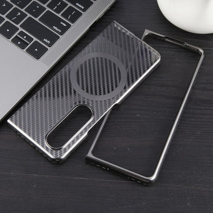 For Samsung Galaxy Z Fold4 6D Plated Carbon Fiber Clear Magsafe PC Phone Case(Titanium Grey) by buy2fix