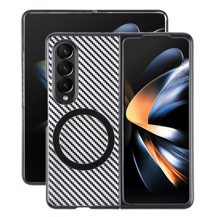For Samsung Galaxy Z Fold4 6D Plated Carbon Fiber Clear Magsafe PC Phone Case(Starry Black) by buy2fix
