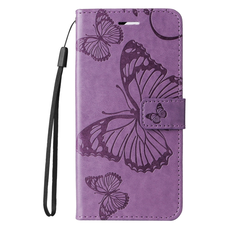 For iPhone 16e 3D Butterfly Embossed Pattern Flip Leather Phone Case(Purple) by buy2fix