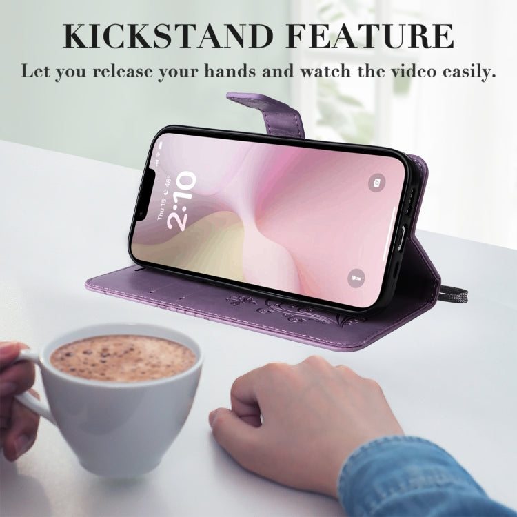 For iPhone 16e 3D Butterfly Embossed Pattern Flip Leather Phone Case(Purple) by buy2fix