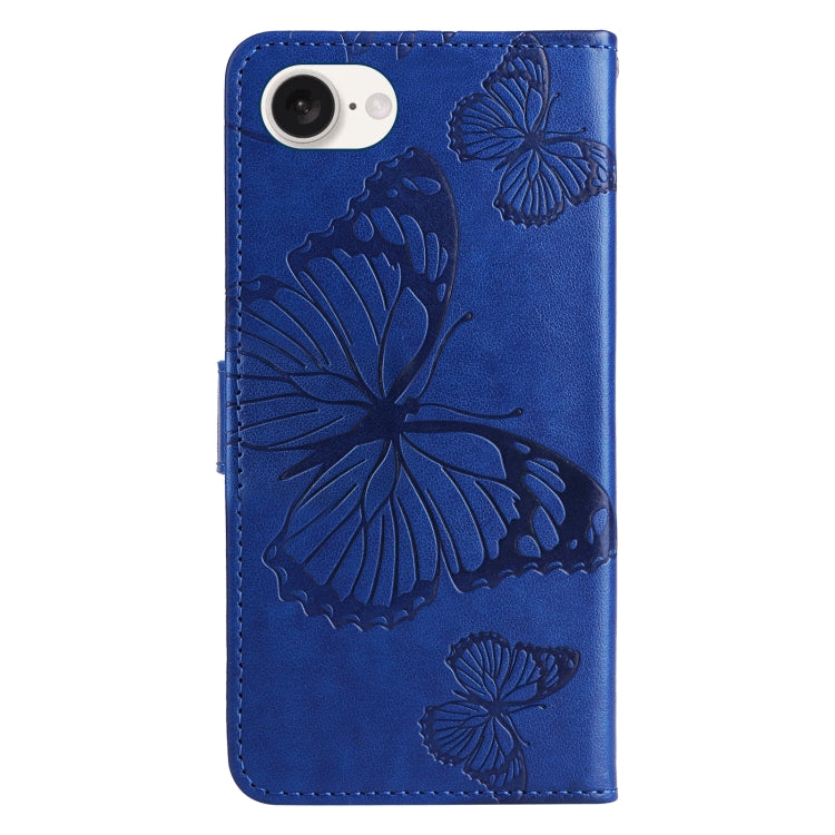For iPhone 16e 3D Butterfly Embossed Pattern Flip Leather Phone Case(Blue) by buy2fix