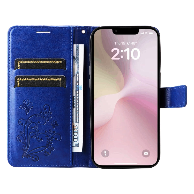 For iPhone 16e 3D Butterfly Embossed Pattern Flip Leather Phone Case(Blue) by buy2fix