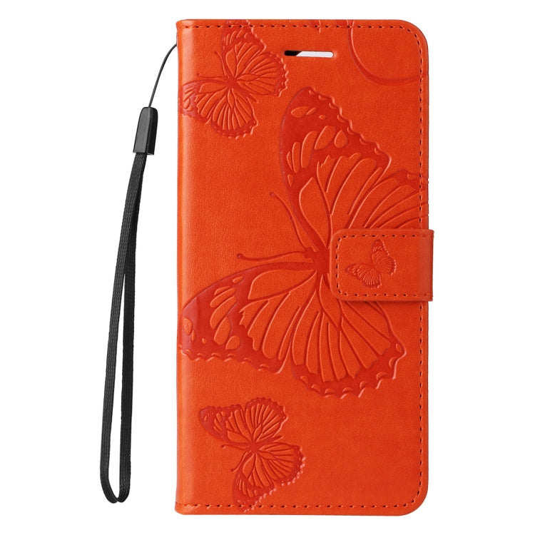 For iPhone 16e 3D Butterfly Embossed Pattern Flip Leather Phone Case(Orange) by buy2fix