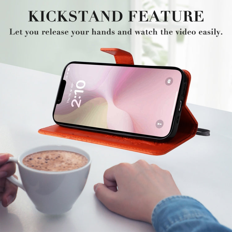 For iPhone 16e 3D Butterfly Embossed Pattern Flip Leather Phone Case(Orange) by buy2fix