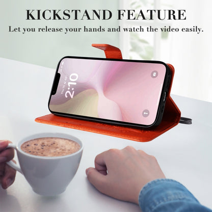 For iPhone 16e 3D Butterfly Embossed Pattern Flip Leather Phone Case(Orange) by buy2fix