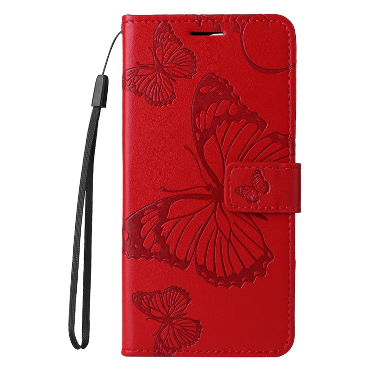 For iPhone 16e 3D Butterfly Embossed Pattern Flip Leather Phone Case(Red) by buy2fix
