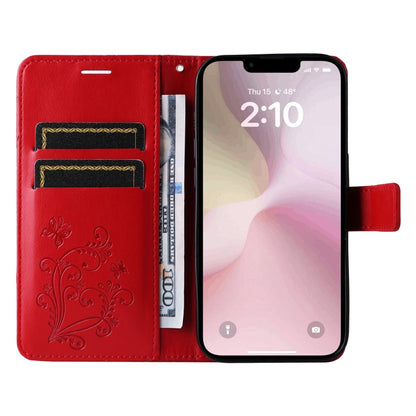 For iPhone 16e 3D Butterfly Embossed Pattern Flip Leather Phone Case(Red) by buy2fix