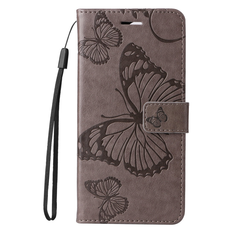 For iPhone 16e 3D Butterfly Embossed Pattern Flip Leather Phone Case(Grey) by buy2fix