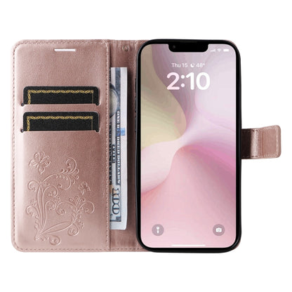 For iPhone 16e 3D Butterfly Embossed Pattern Flip Leather Phone Case(Rose Gold) by buy2fix