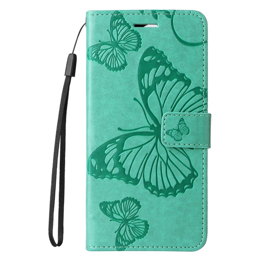 For iPhone 16 Pro Max 3D Butterfly Embossed Pattern Flip Leather Phone Case(Green) by buy2fix