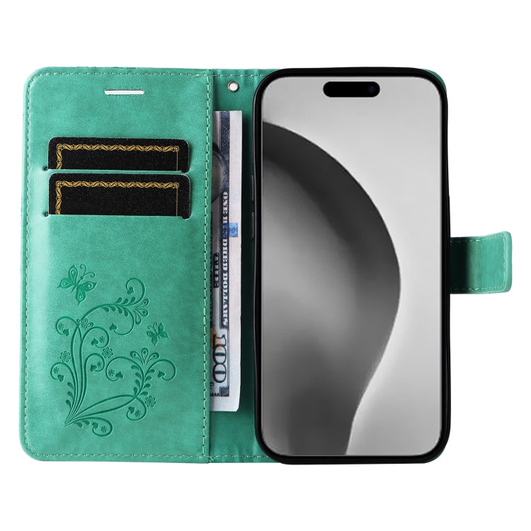 For iPhone 16 Pro Max 3D Butterfly Embossed Pattern Flip Leather Phone Case(Green) by buy2fix