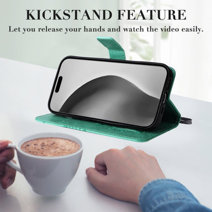 For iPhone 16 Pro Max 3D Butterfly Embossed Pattern Flip Leather Phone Case(Green) by buy2fix