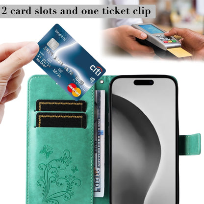 For iPhone 16 Pro Max 3D Butterfly Embossed Pattern Flip Leather Phone Case(Green) by buy2fix