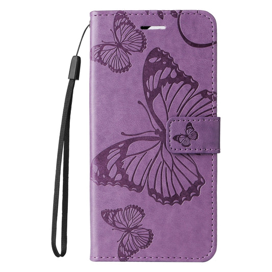 For iPhone 16 Pro Max 3D Butterfly Embossed Pattern Flip Leather Phone Case(Purple) by buy2fix