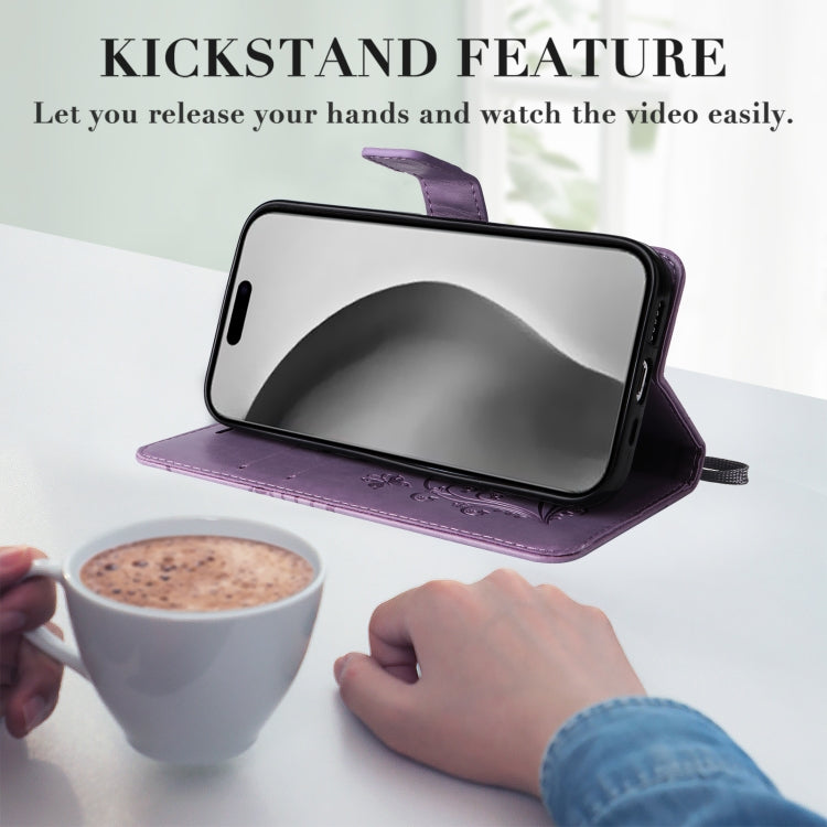 For iPhone 16 Pro Max 3D Butterfly Embossed Pattern Flip Leather Phone Case(Purple) by buy2fix